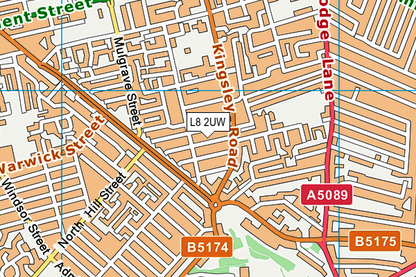 L8 2UW map - OS VectorMap District (Ordnance Survey)