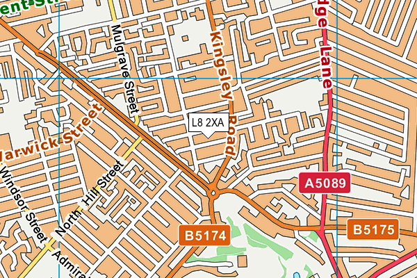 L8 2XA map - OS VectorMap District (Ordnance Survey)