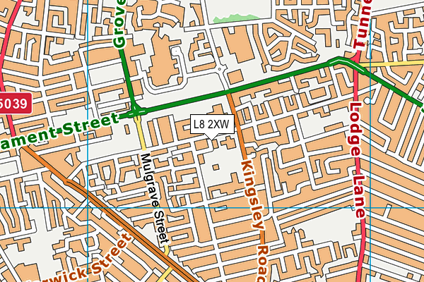 L8 2XW map - OS VectorMap District (Ordnance Survey)