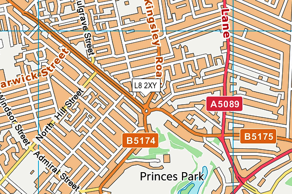 L8 2XY map - OS VectorMap District (Ordnance Survey)
