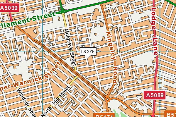 L8 2YF map - OS VectorMap District (Ordnance Survey)