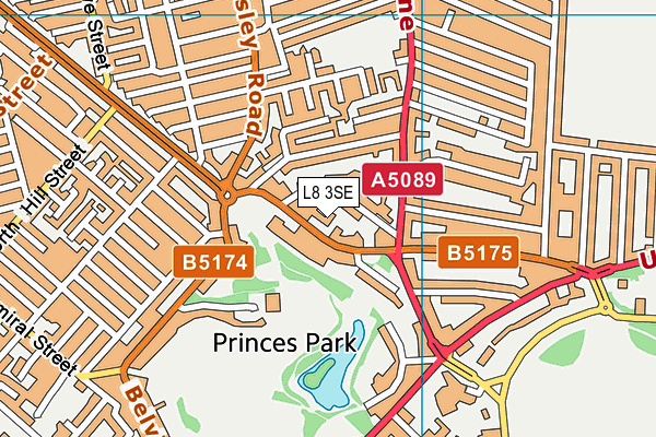 L8 3SE map - OS VectorMap District (Ordnance Survey)