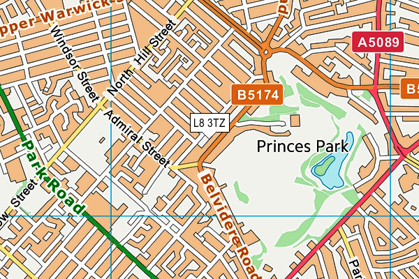 L8 3TZ map - OS VectorMap District (Ordnance Survey)