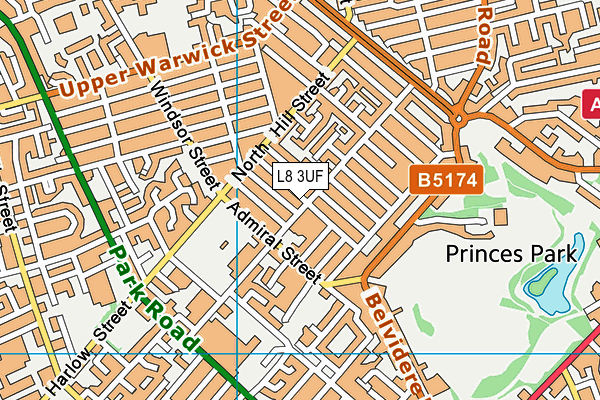 L8 3UF map - OS VectorMap District (Ordnance Survey)