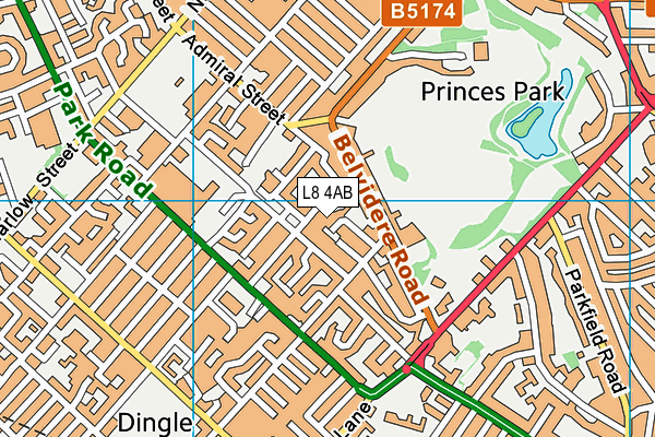 L8 4AB map - OS VectorMap District (Ordnance Survey)