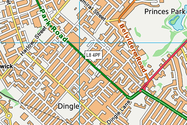 L8 4PF map - OS VectorMap District (Ordnance Survey)