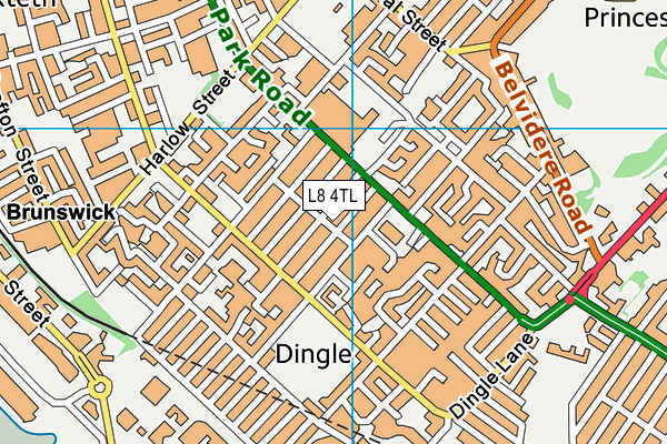 L8 4TL map - OS VectorMap District (Ordnance Survey)