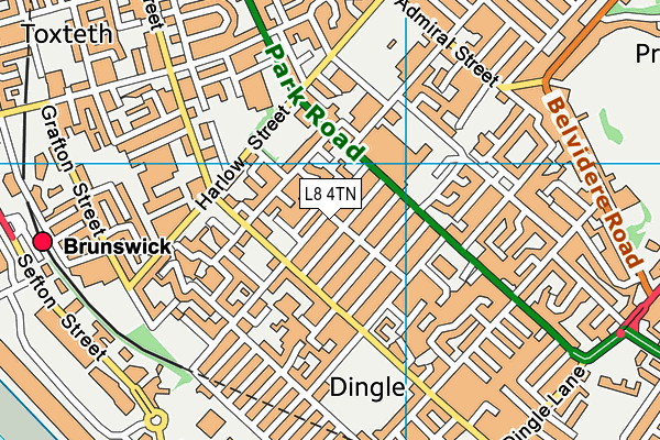 L8 4TN map - OS VectorMap District (Ordnance Survey)