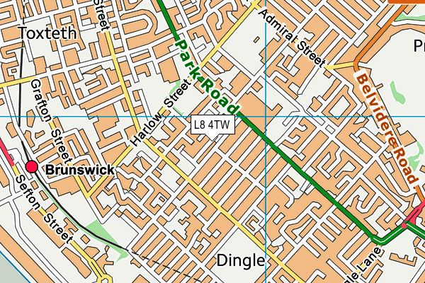 L8 4TW map - OS VectorMap District (Ordnance Survey)