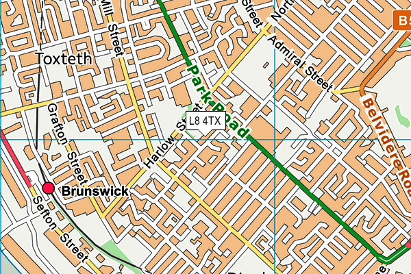 L8 4TX map - OS VectorMap District (Ordnance Survey)