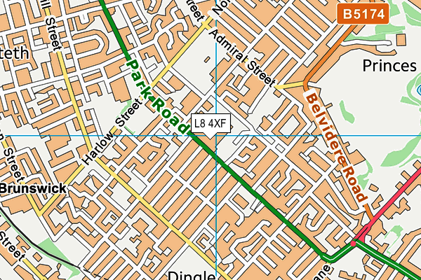 L8 4XF map - OS VectorMap District (Ordnance Survey)