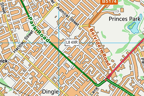L8 4XR map - OS VectorMap District (Ordnance Survey)