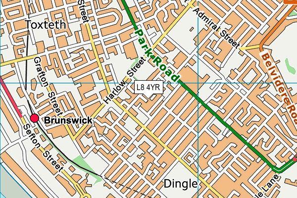 L8 4YR map - OS VectorMap District (Ordnance Survey)