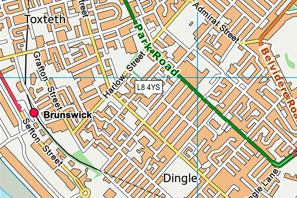 L8 4YS map - OS VectorMap District (Ordnance Survey)