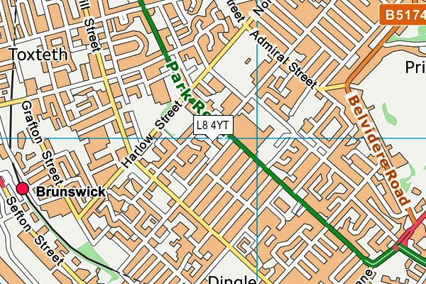 L8 4YT map - OS VectorMap District (Ordnance Survey)