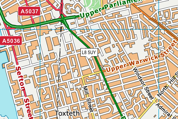 L8 5UY map - OS VectorMap District (Ordnance Survey)