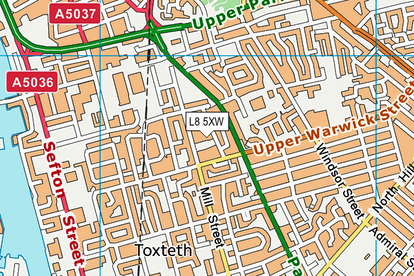 L8 5XW map - OS VectorMap District (Ordnance Survey)