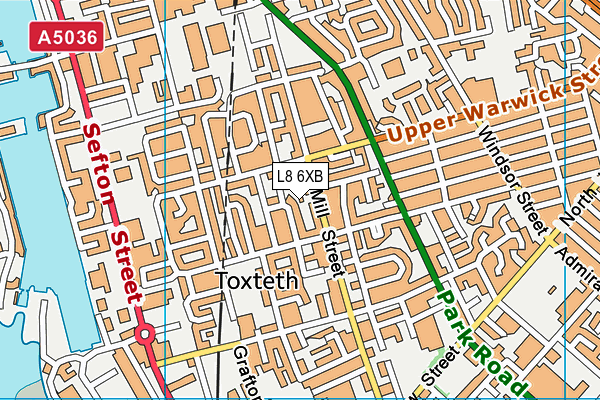 L8 6XB map - OS VectorMap District (Ordnance Survey)