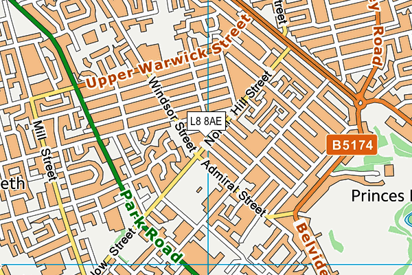 L8 8AE map - OS VectorMap District (Ordnance Survey)