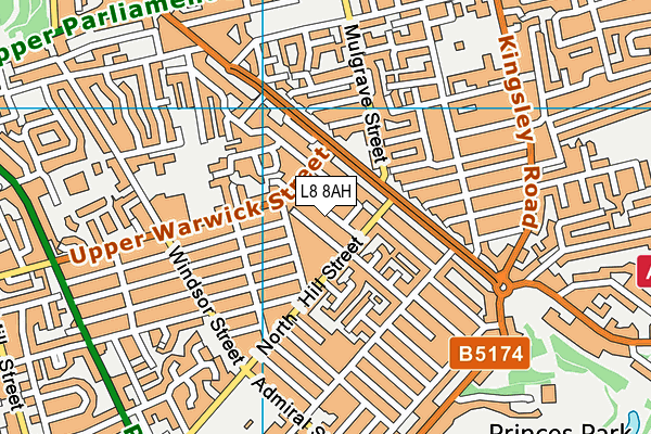 L8 8AH map - OS VectorMap District (Ordnance Survey)