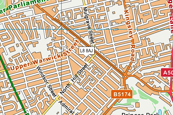 L8 8AJ map - OS VectorMap District (Ordnance Survey)
