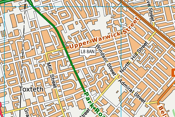 L8 8AN map - OS VectorMap District (Ordnance Survey)