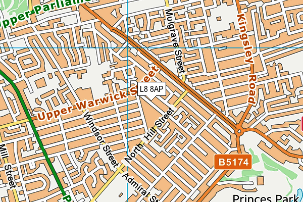 L8 8AP map - OS VectorMap District (Ordnance Survey)