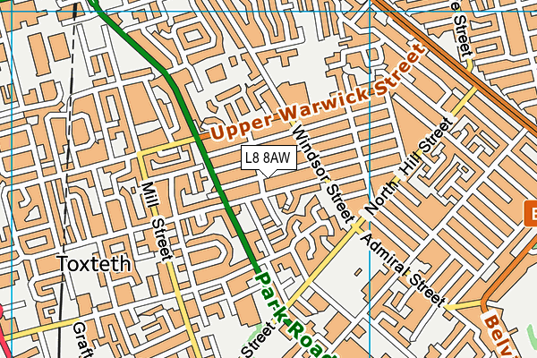 L8 8AW map - OS VectorMap District (Ordnance Survey)