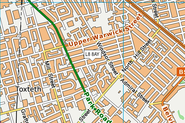 L8 8AY map - OS VectorMap District (Ordnance Survey)