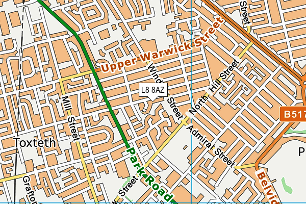 L8 8AZ map - OS VectorMap District (Ordnance Survey)