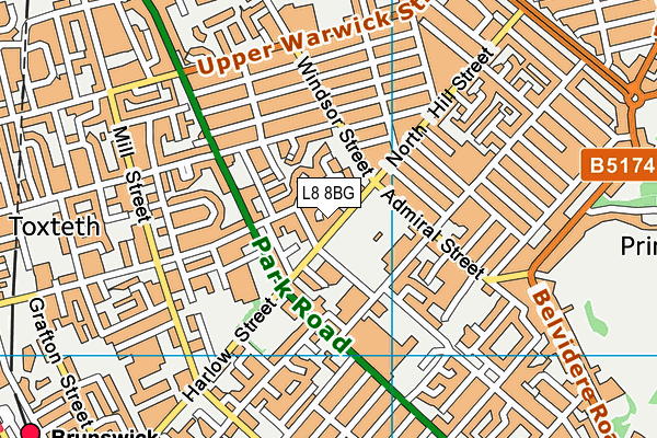 L8 8BG map - OS VectorMap District (Ordnance Survey)