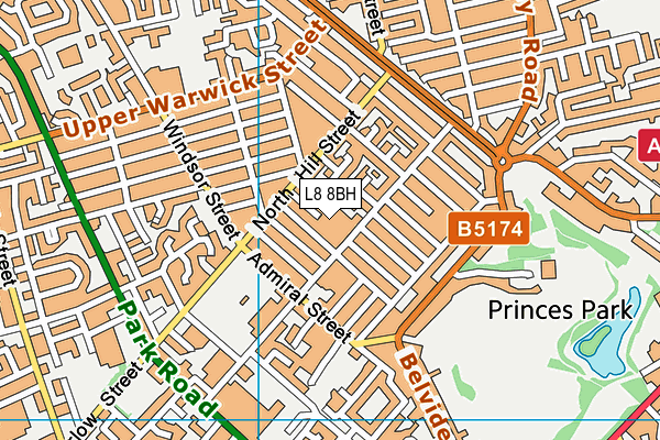 L8 8BH map - OS VectorMap District (Ordnance Survey)