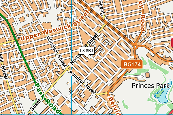 L8 8BJ map - OS VectorMap District (Ordnance Survey)