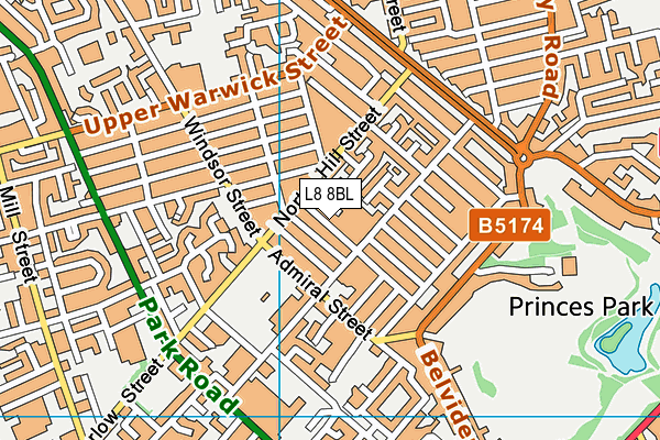 L8 8BL map - OS VectorMap District (Ordnance Survey)