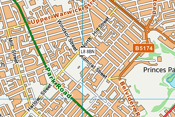 L8 8BN map - OS VectorMap District (Ordnance Survey)