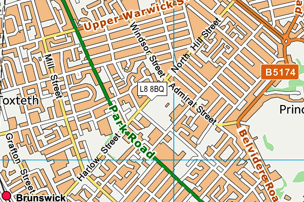 L8 8BQ map - OS VectorMap District (Ordnance Survey)