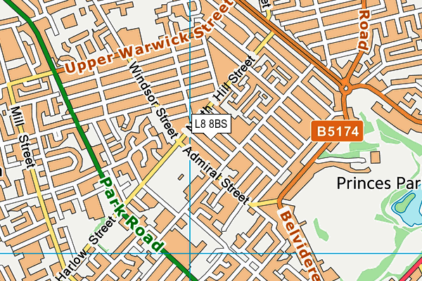 L8 8BS map - OS VectorMap District (Ordnance Survey)