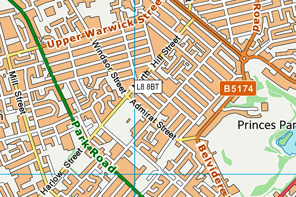 L8 8BT map - OS VectorMap District (Ordnance Survey)