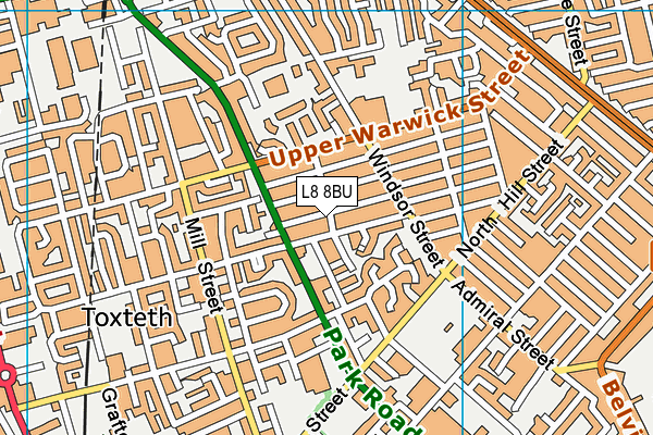 L8 8BU map - OS VectorMap District (Ordnance Survey)