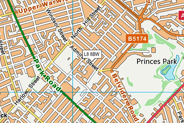 L8 8BW map - OS VectorMap District (Ordnance Survey)