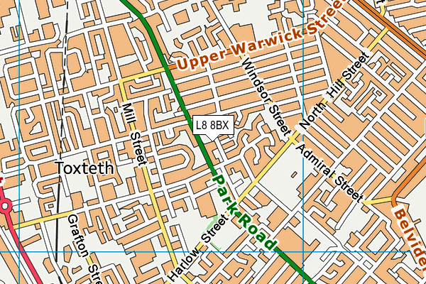 L8 8BX map - OS VectorMap District (Ordnance Survey)