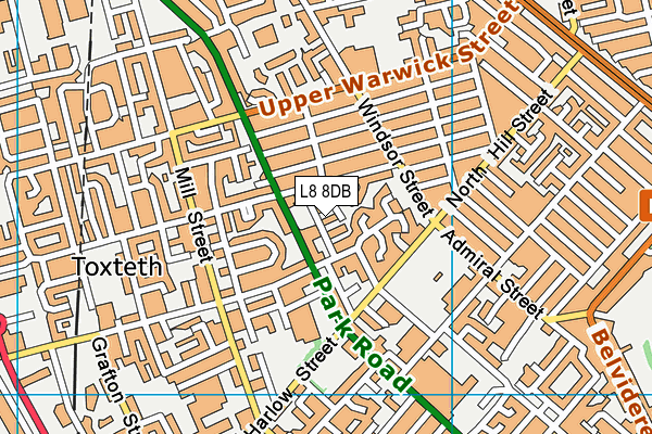 L8 8DB map - OS VectorMap District (Ordnance Survey)