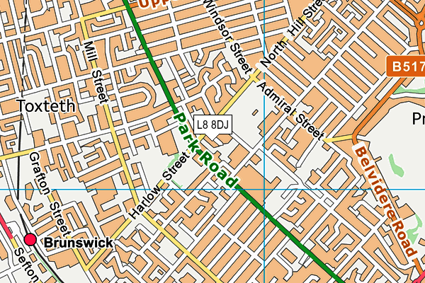 L8 8DJ map - OS VectorMap District (Ordnance Survey)