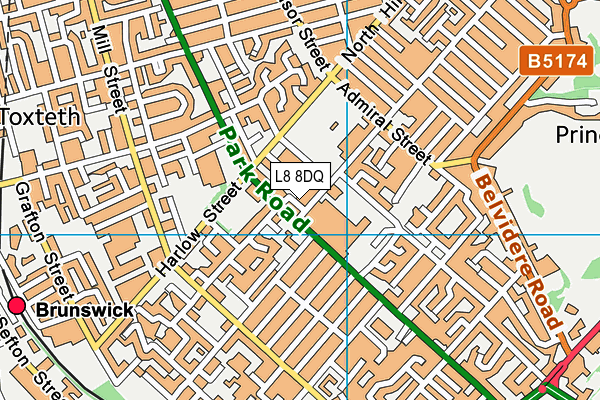 L8 8DQ map - OS VectorMap District (Ordnance Survey)
