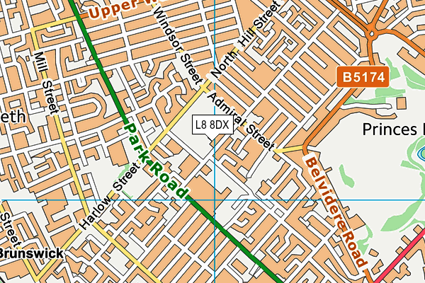 L8 8DX map - OS VectorMap District (Ordnance Survey)