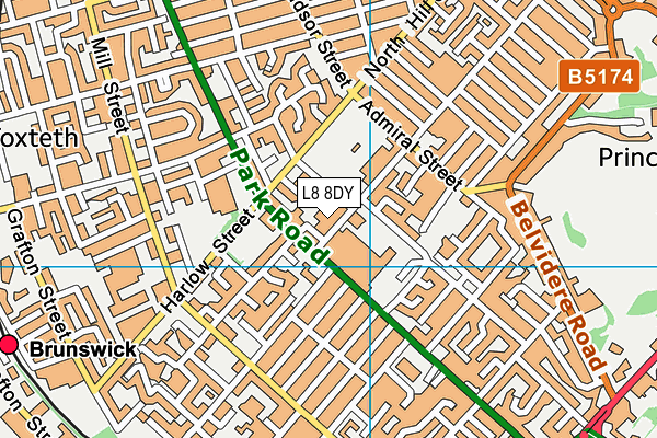 L8 8DY map - OS VectorMap District (Ordnance Survey)