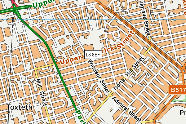 L8 8EF map - OS VectorMap District (Ordnance Survey)