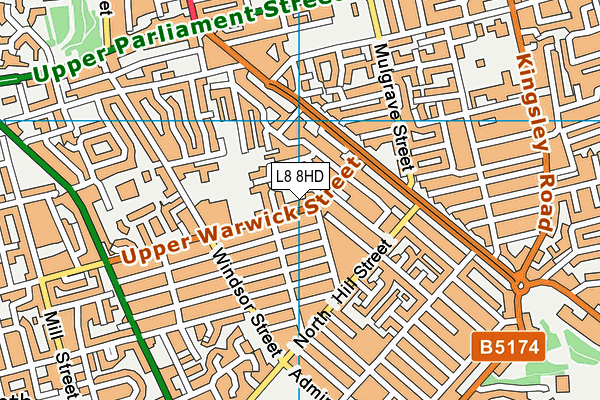 Progress Schools - Toxteth map (L8 8HD) - OS VectorMap District (Ordnance Survey)