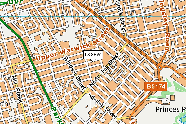 L8 8HW map - OS VectorMap District (Ordnance Survey)