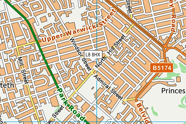 L8 8HX map - OS VectorMap District (Ordnance Survey)